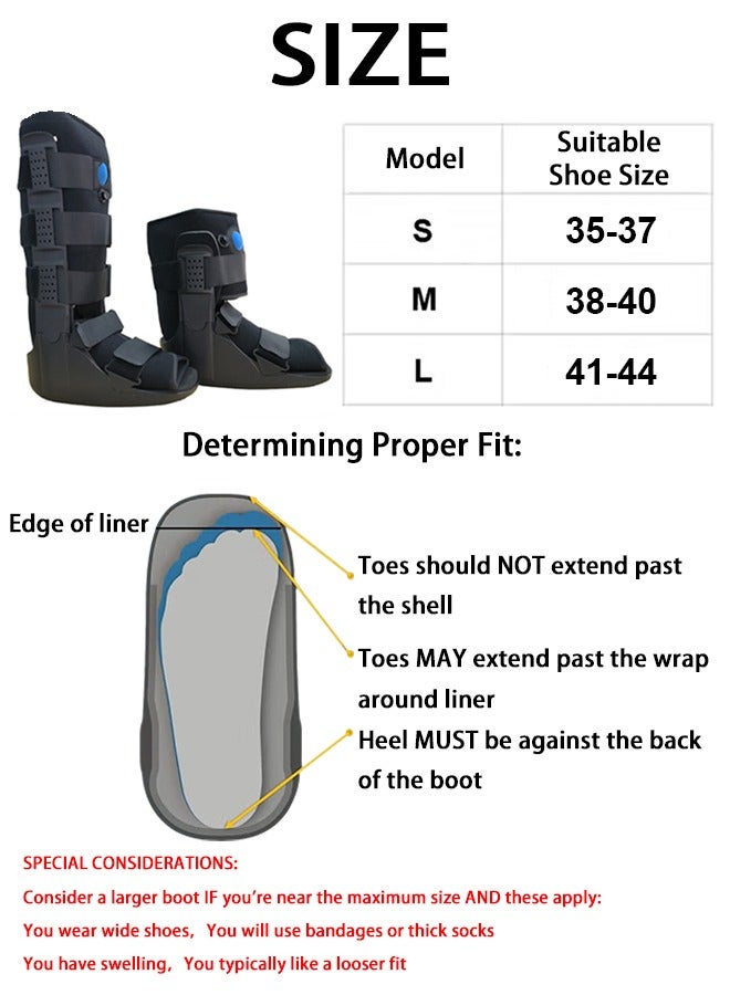 Noor Souq Tall Air Walker Boot, Inflatable Ankle Brace for Forefoot/Foot Injuries, Ankle Sprain & Foot Fracture Rehabilitation, Black High-Density Sponge - Image 3
